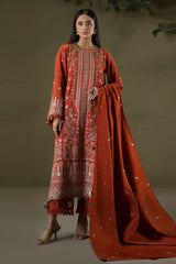 Zellbury Unstitched 3 Piece Winter Shawl Suit-WUW-30241