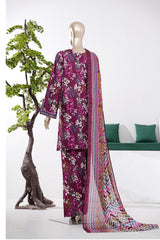 Bin Saeed Stitched 3 Piece Exclusive Printed Farshi Shalwar Vol-01 Suit-LSM-3075-MAROON