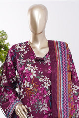 Bin Saeed Stitched 3 Piece Exclusive Printed Farshi Shalwar Vol-01 Suit-LSM-3075-MAROON
