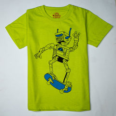 Kjunction Boys Half Sleeves-Printed T-Shirt (Robot)