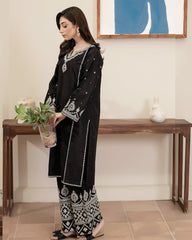 Flutterby Stitched 2 Piece Cotton Satin Winter Collection'2025-Avery-bk