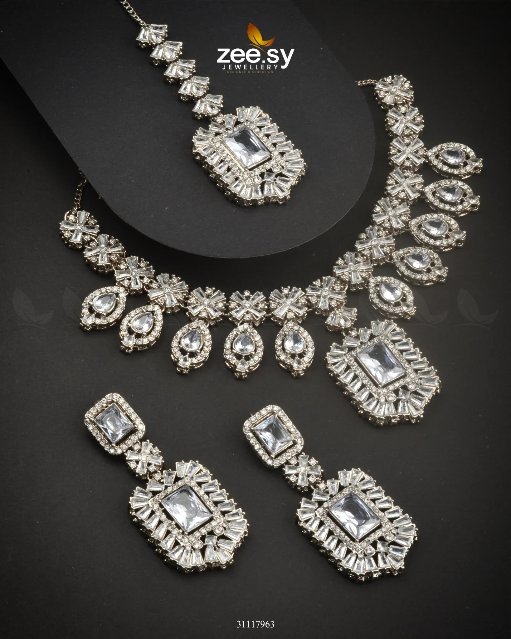Wave Necklace Set Silver - Zeesy Jewellery