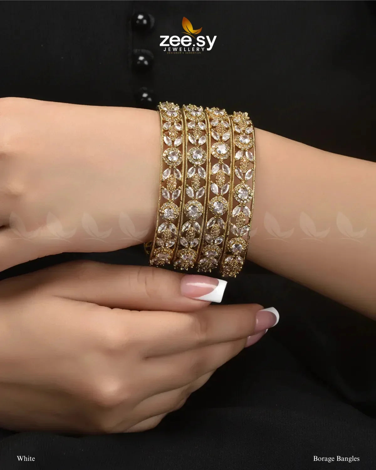 Borage Bangles White - Zeesy Jewellery