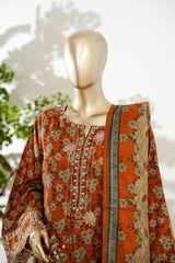Bin Saeed Stitched 3 Piece Exc Luxury Festive Frock Vol-03 Suit-LSM-3104-MUSTARD