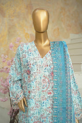 Bin Saeed Stitched 3 Piece Exclusive Emb Lawn Vol-03 Suit-WC-3105-FEROZI
