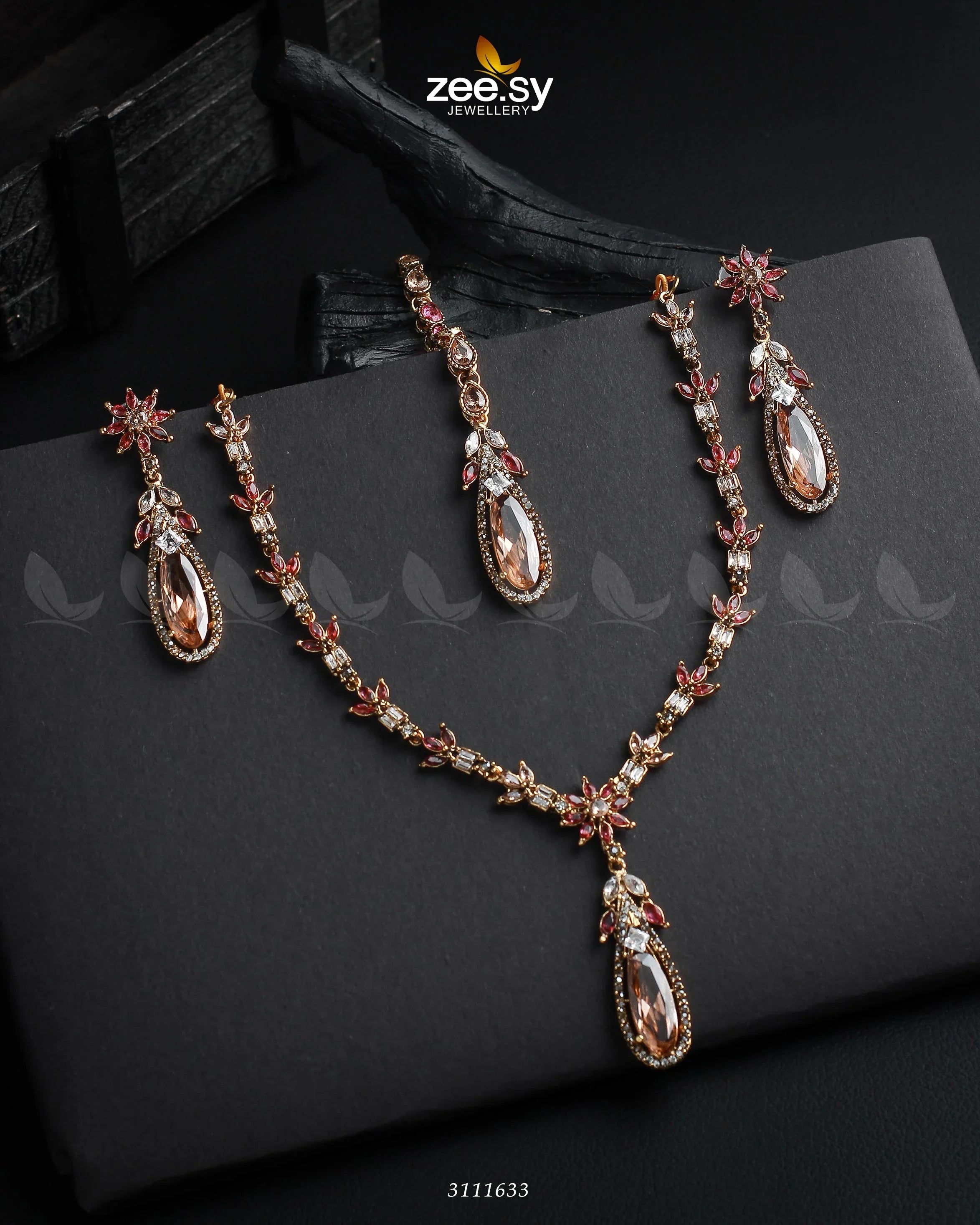 Saba Qamar Necklace Sets Golden Ruby - Zeesy Jewellery