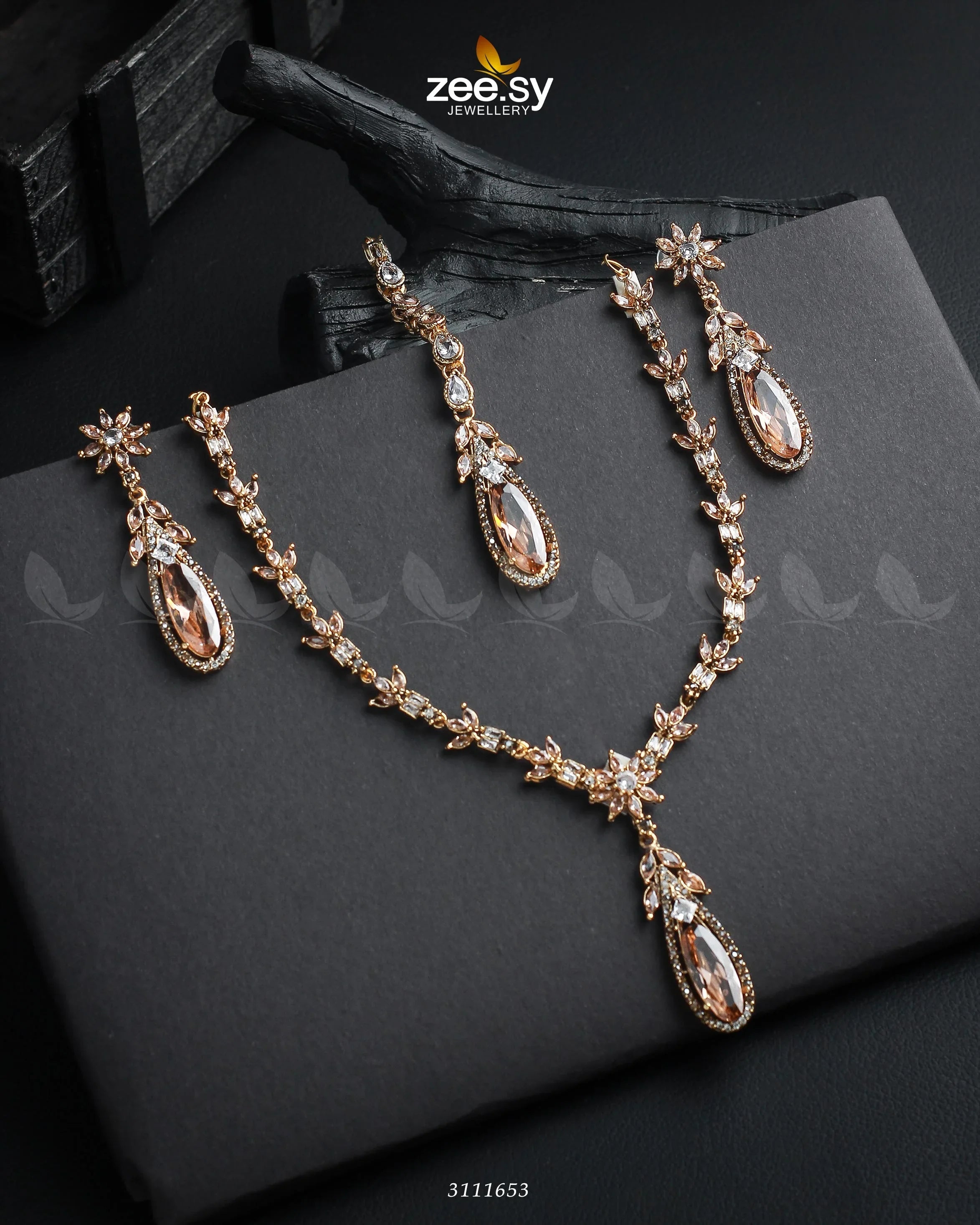 Saba Qamar Necklace Sets Golden Champagne - Zeesy Jewellery