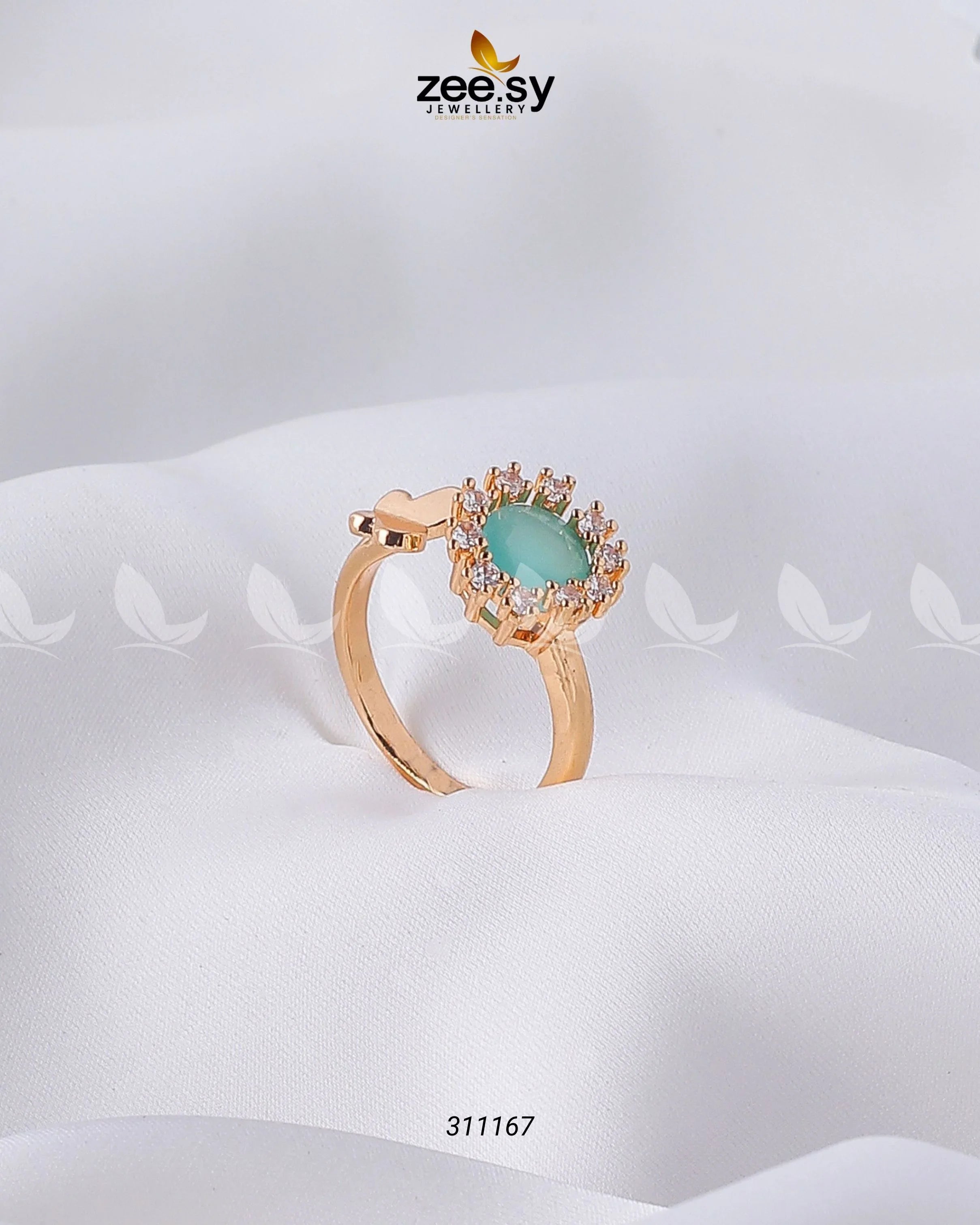 Peony Ring Mint Green - Zeesy Jewellery