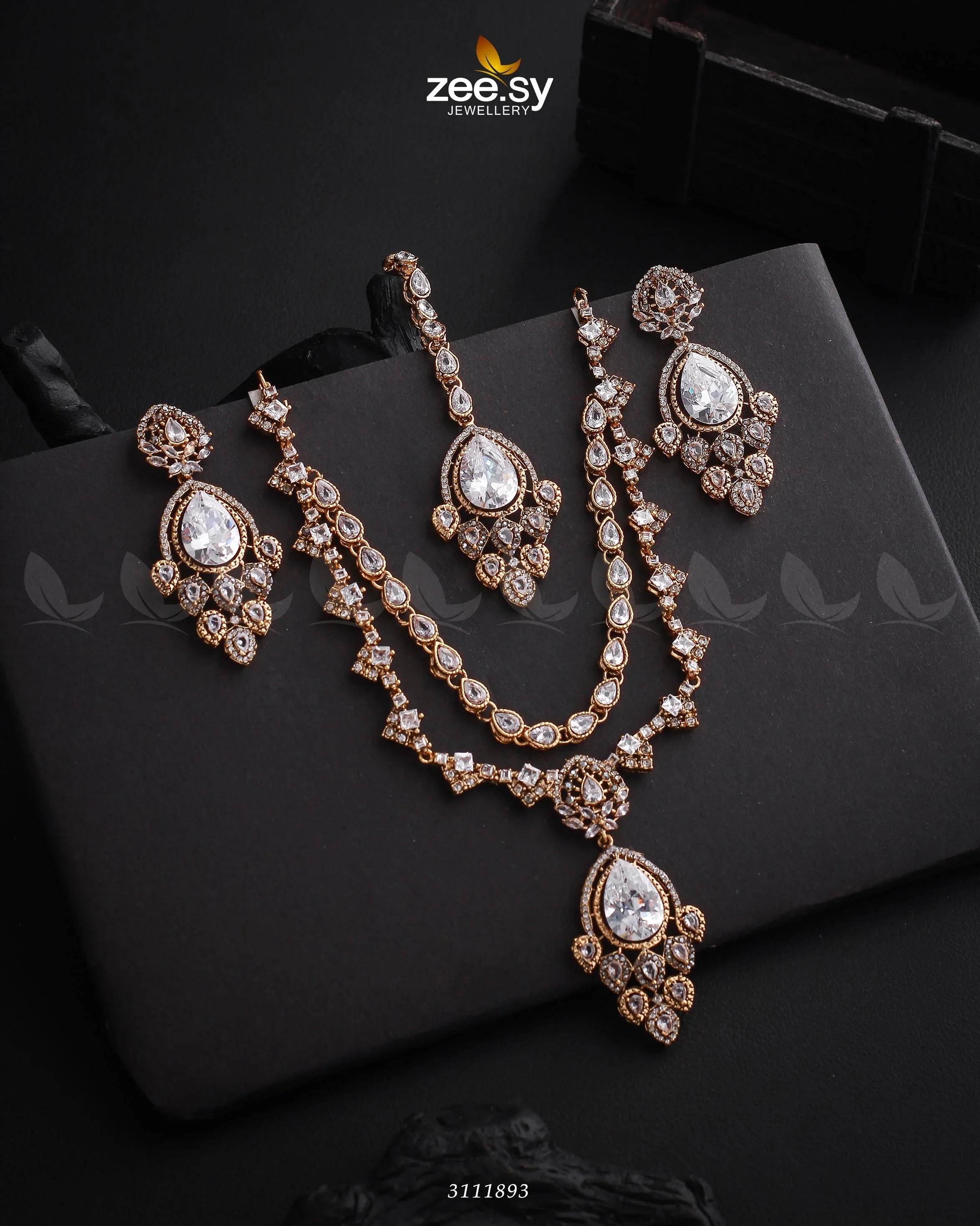 Sushmita Necklace Set Golden White - Zeesy Jewellery