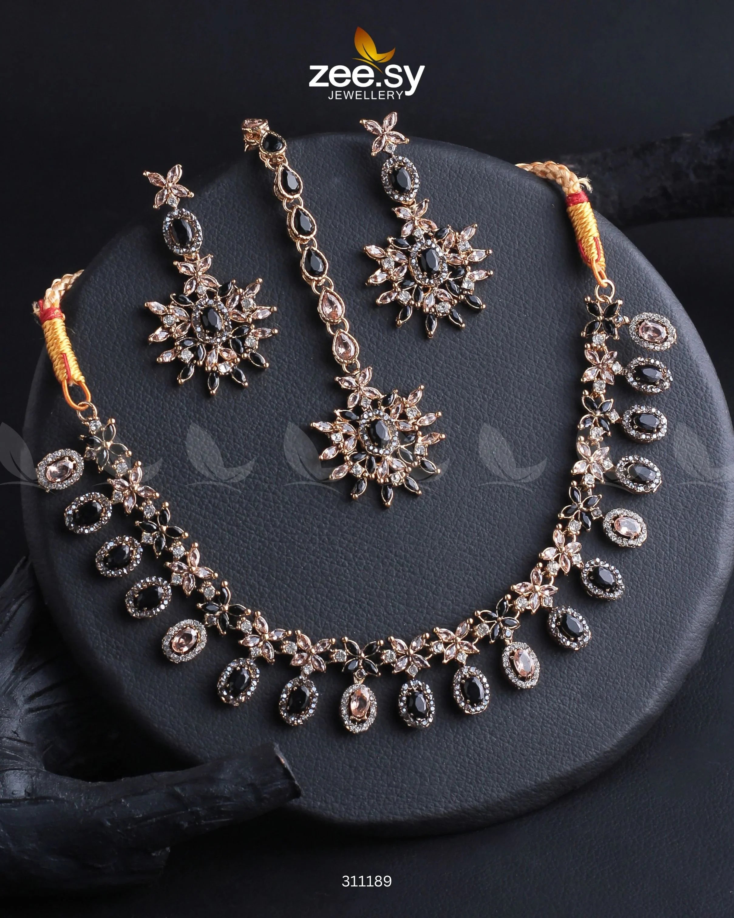 Solara Necklace Set Golden Black - Zeesy Jewellery