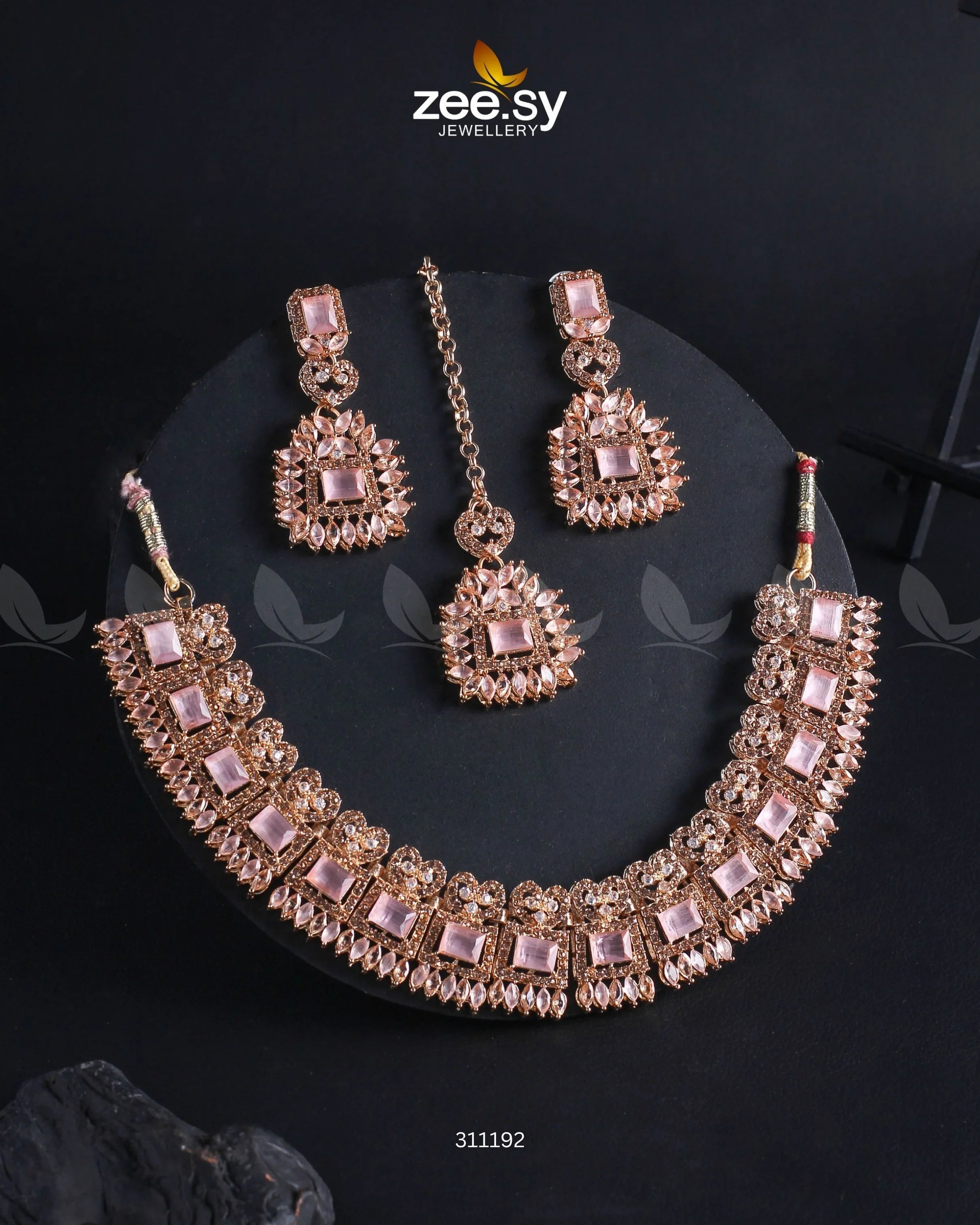 Elysium Necklace Golden Mint Pink - Zeesy Jewellery