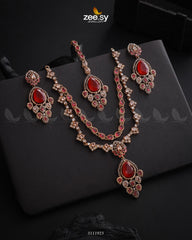 Sushmita Necklace Set Golden Ruby - Zeesy Jewellery
