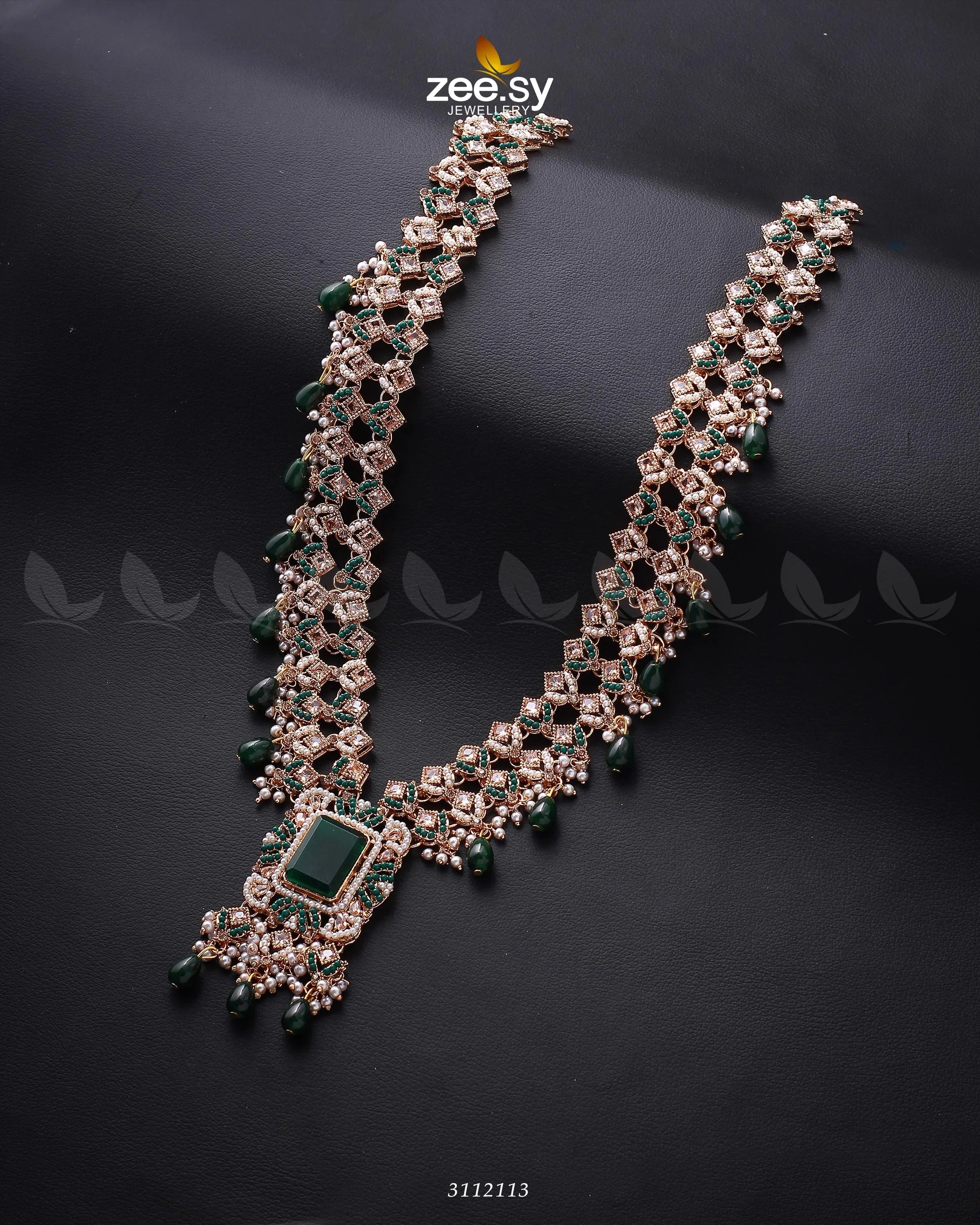 Burro's-tail Long Malla Necklace Golden Green - Zeesy Jewellery
