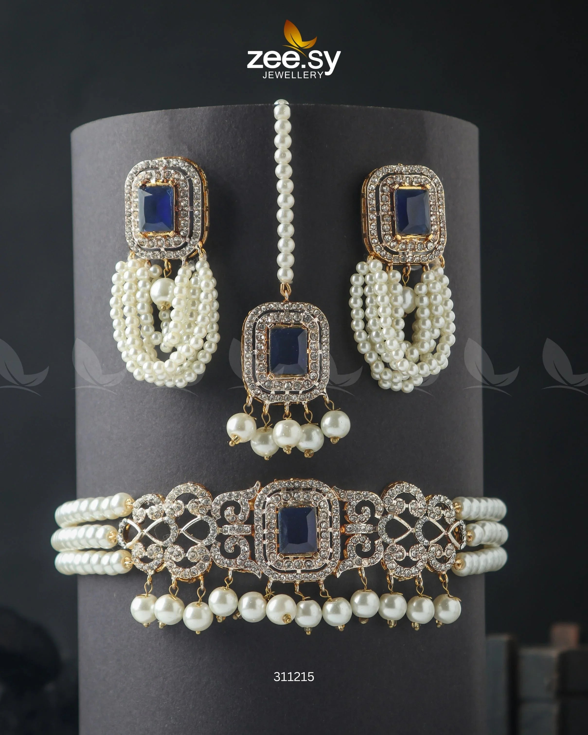 Marasim Choker Necklace Blue - Zeesy Jewellery