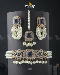 Marasim Choker Necklace Blue - Zeesy Jewellery