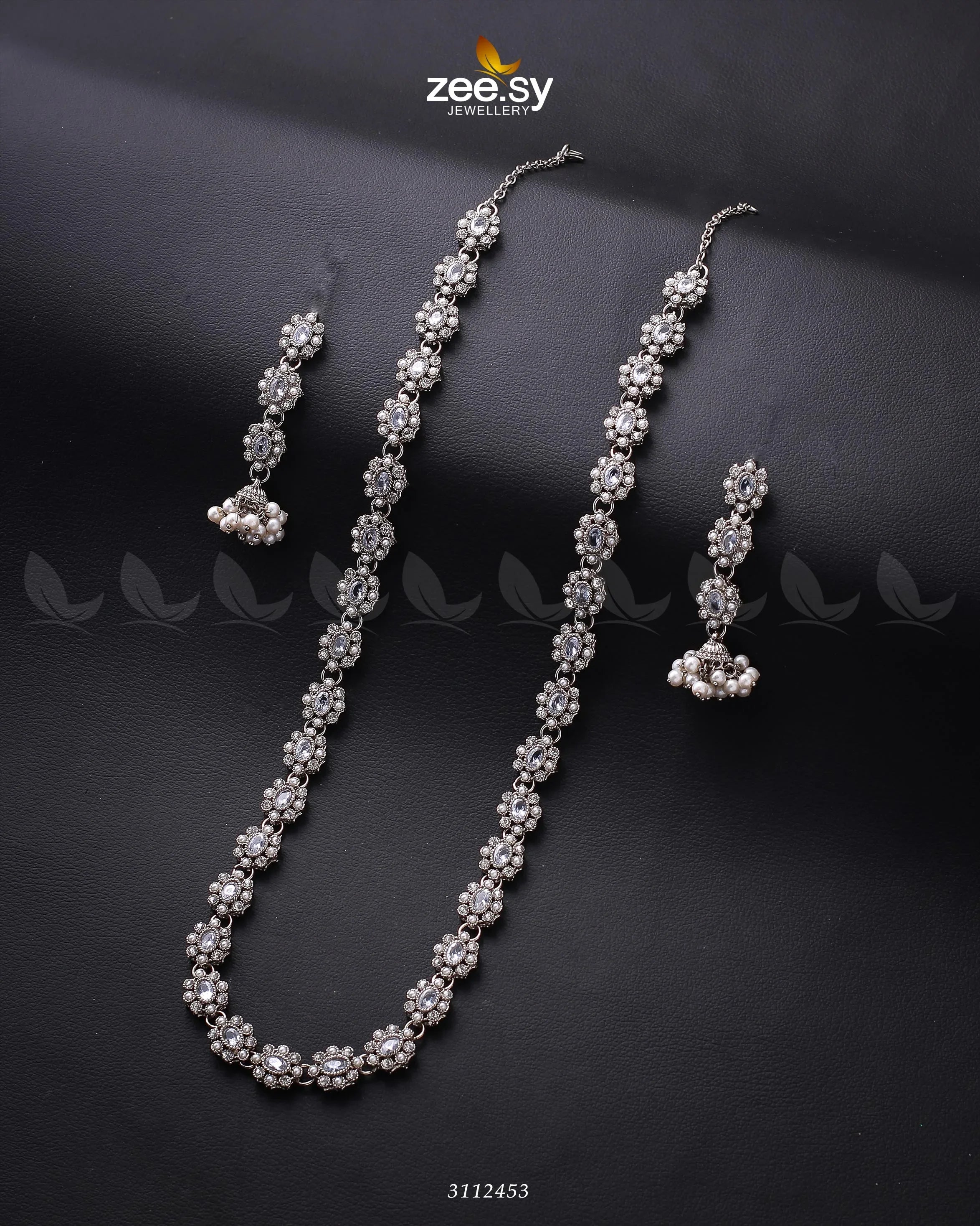Reema Malla Necklace Silver White - Zeesy Jewellery