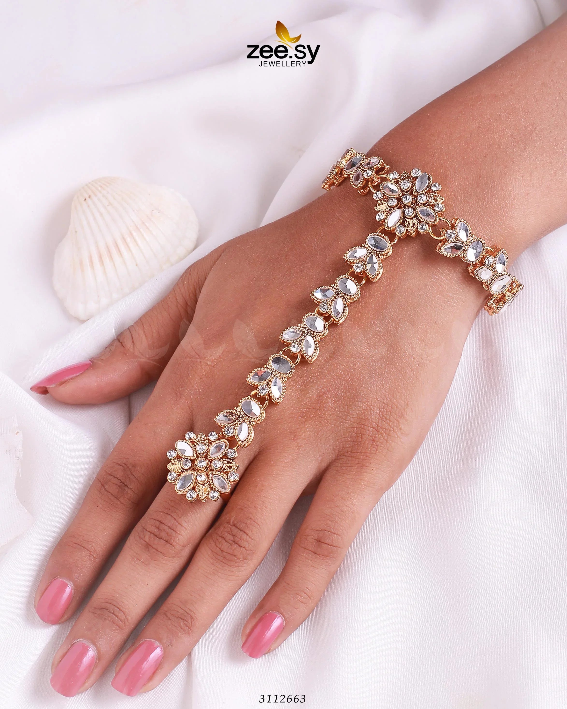 Elegant Anja Bracelet Golden White - Zeesy Jewellery