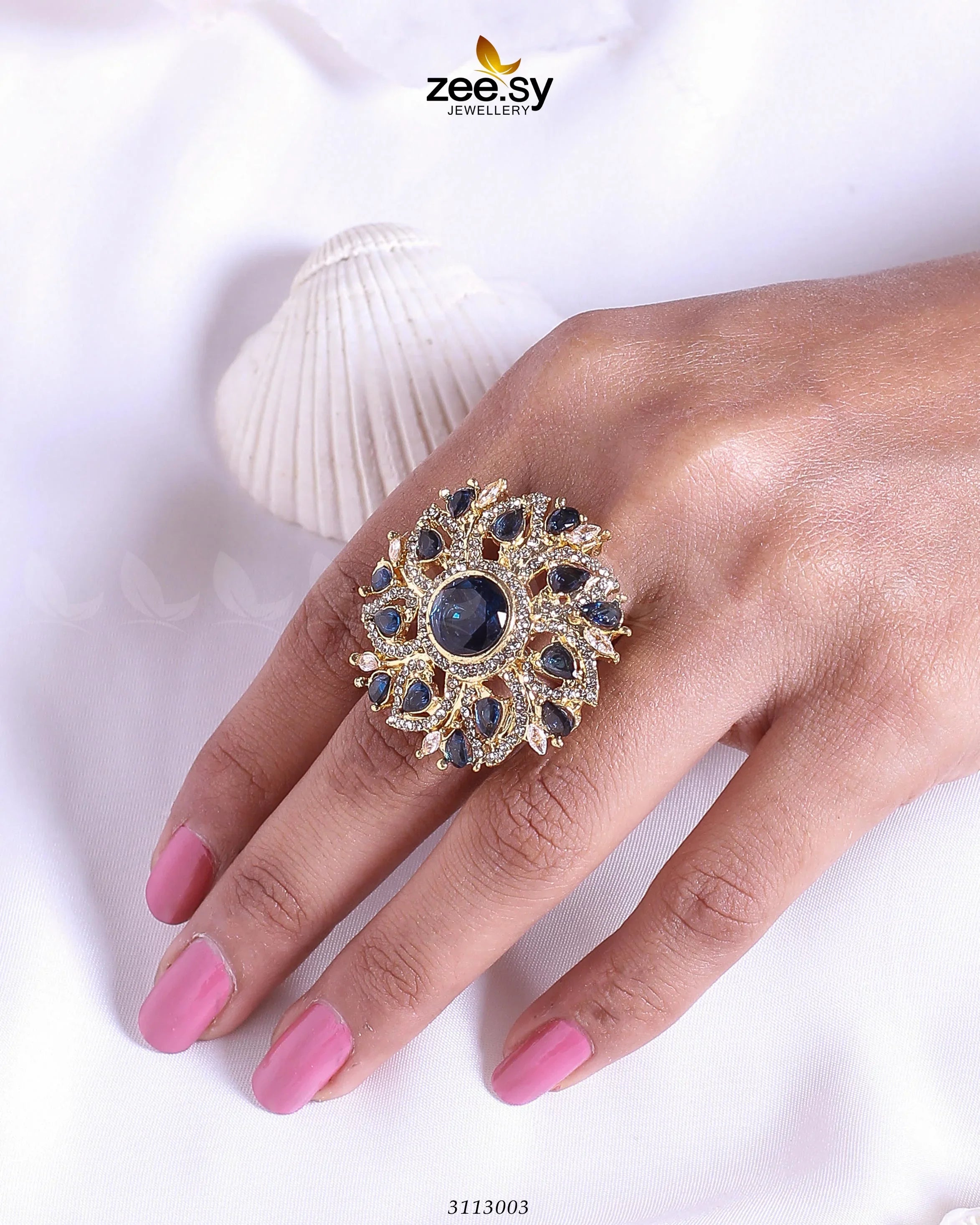 Emma Ring Golden Blue - Zeesy Jewellery