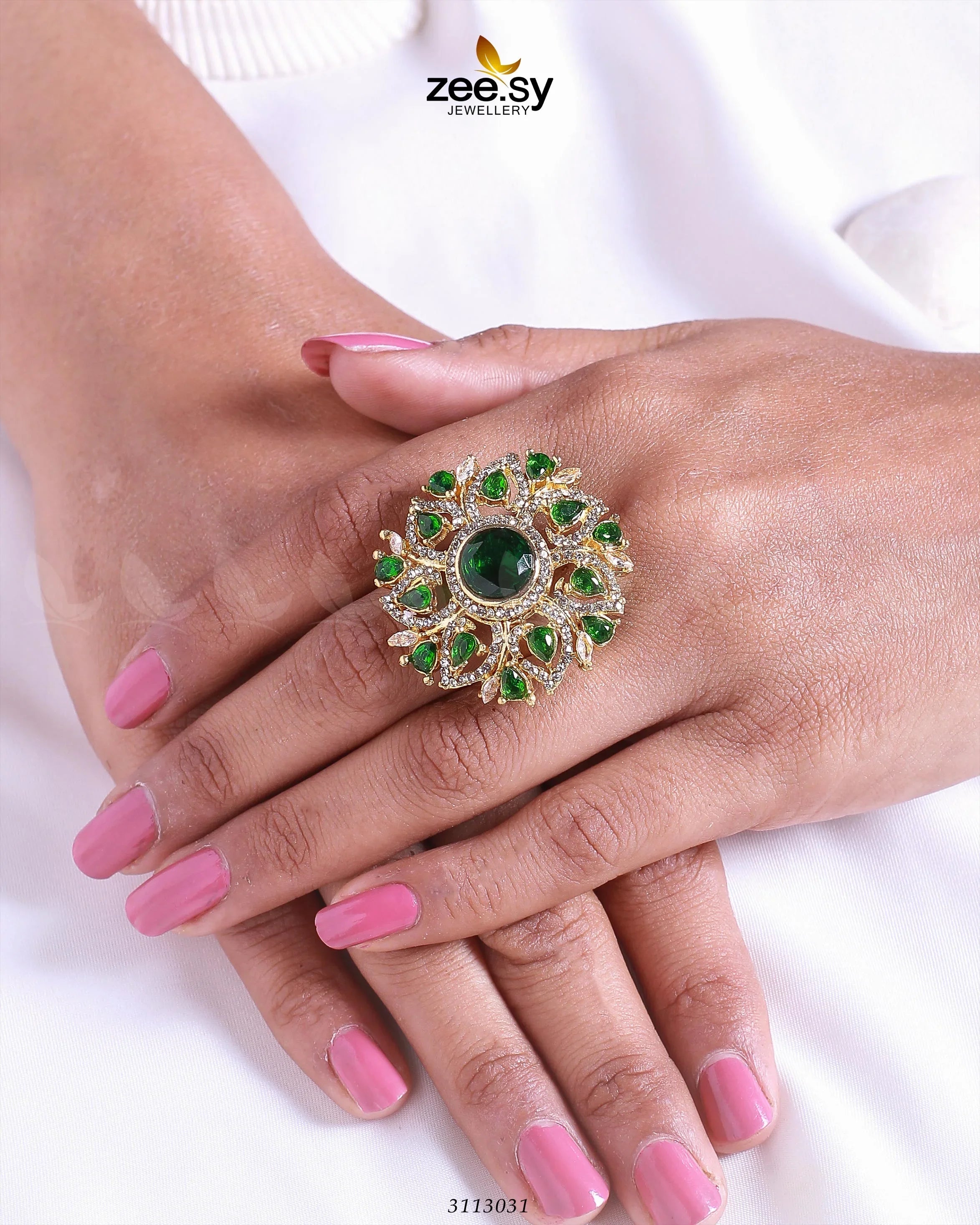 Emma Ring Golden Green - Zeesy Jewellery