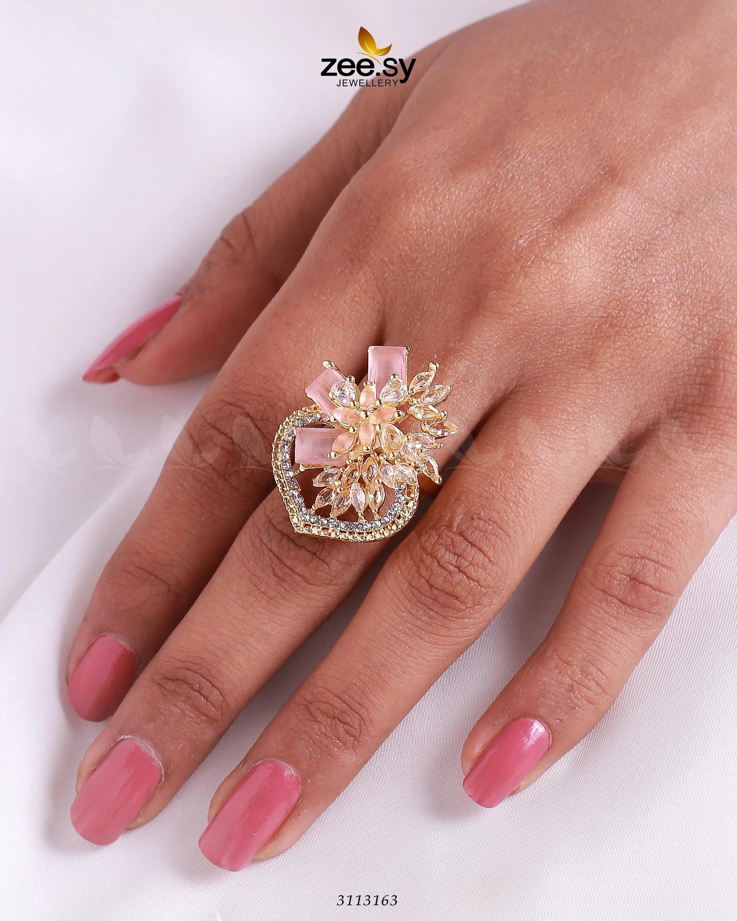 Hoya Ring Golden Mint Pink - Zeesy Jewellery