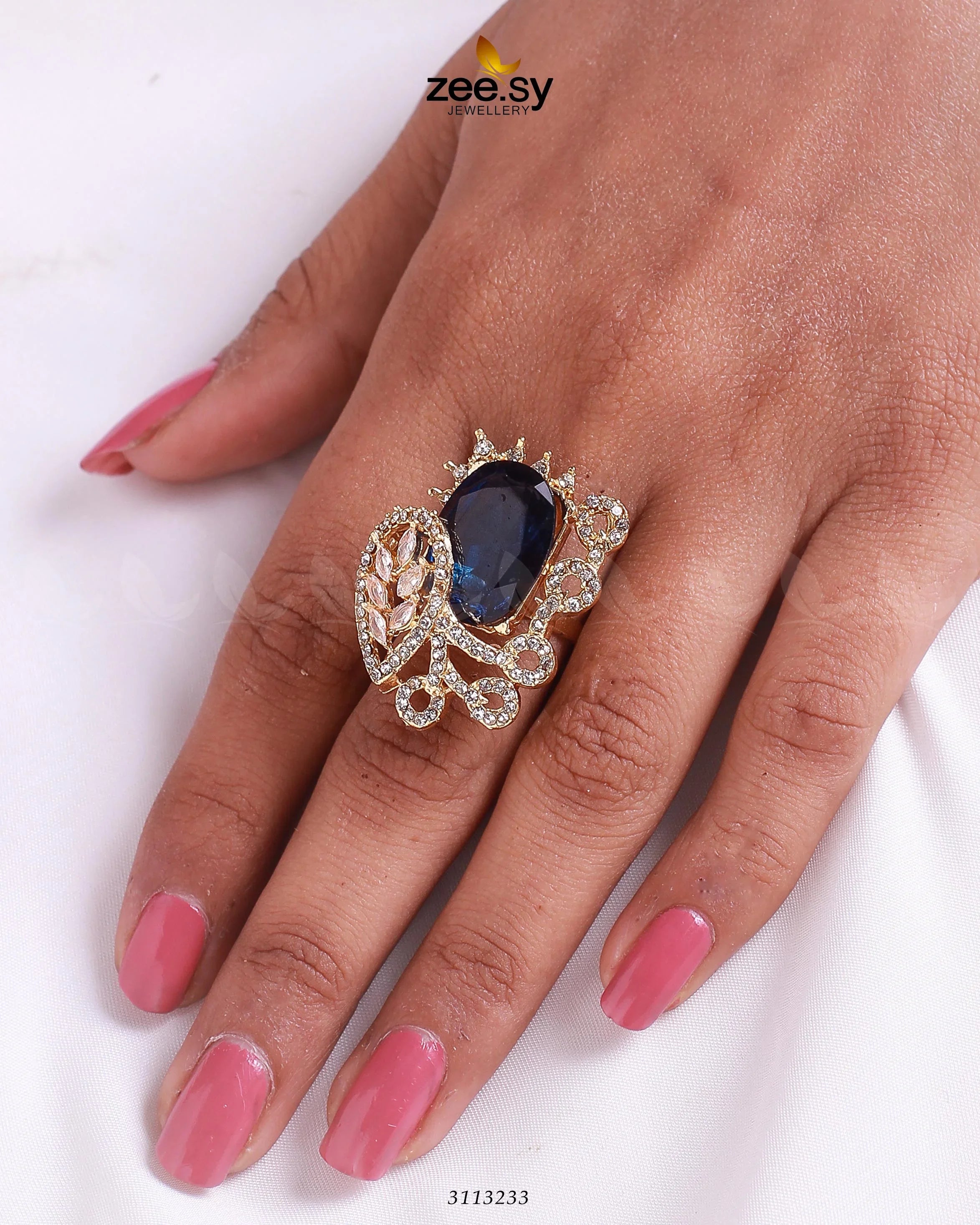 Croton Ring Golden Blue - Zeesy Jewellery