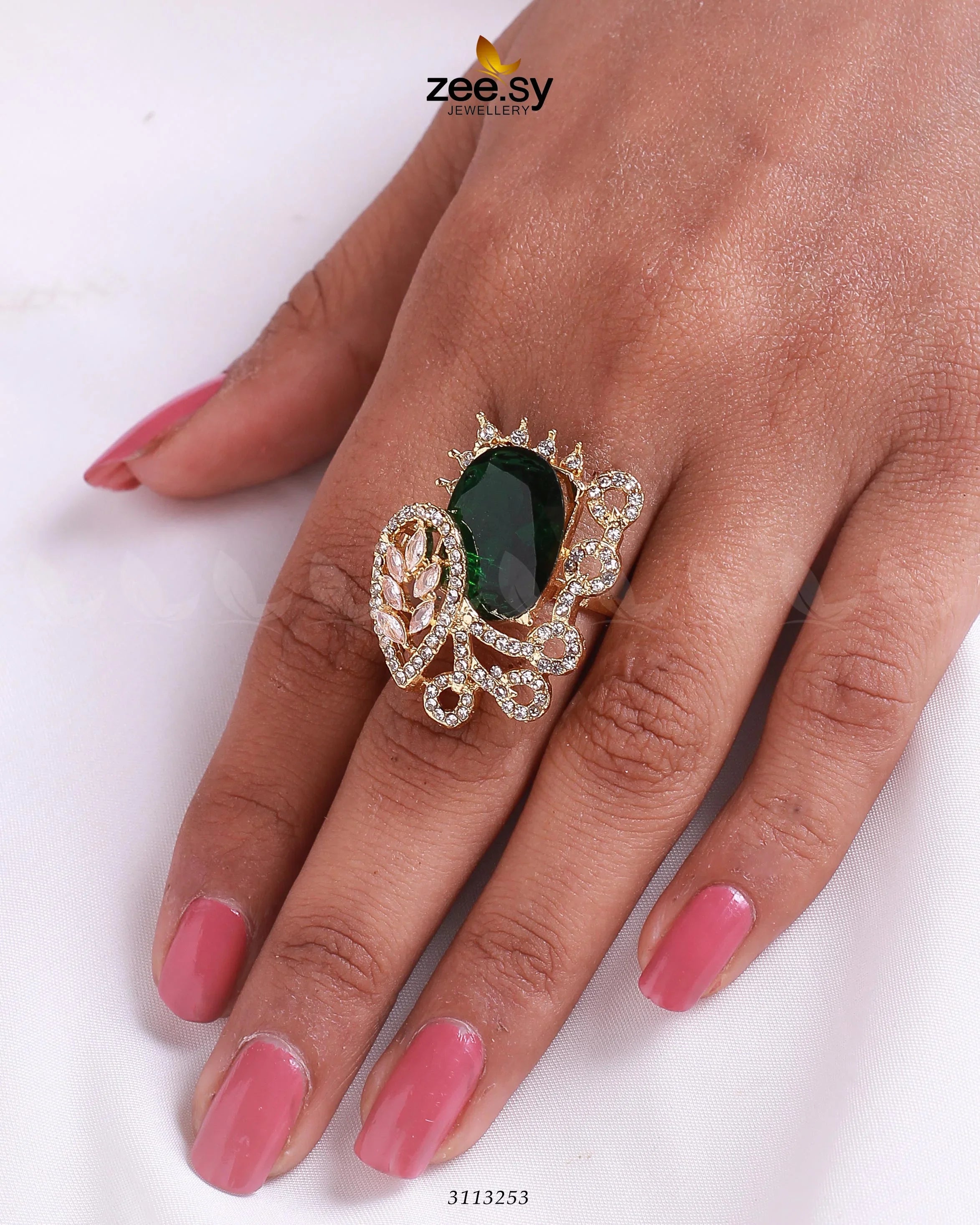 Croton Ring Golden Green - Zeesy Jewellery
