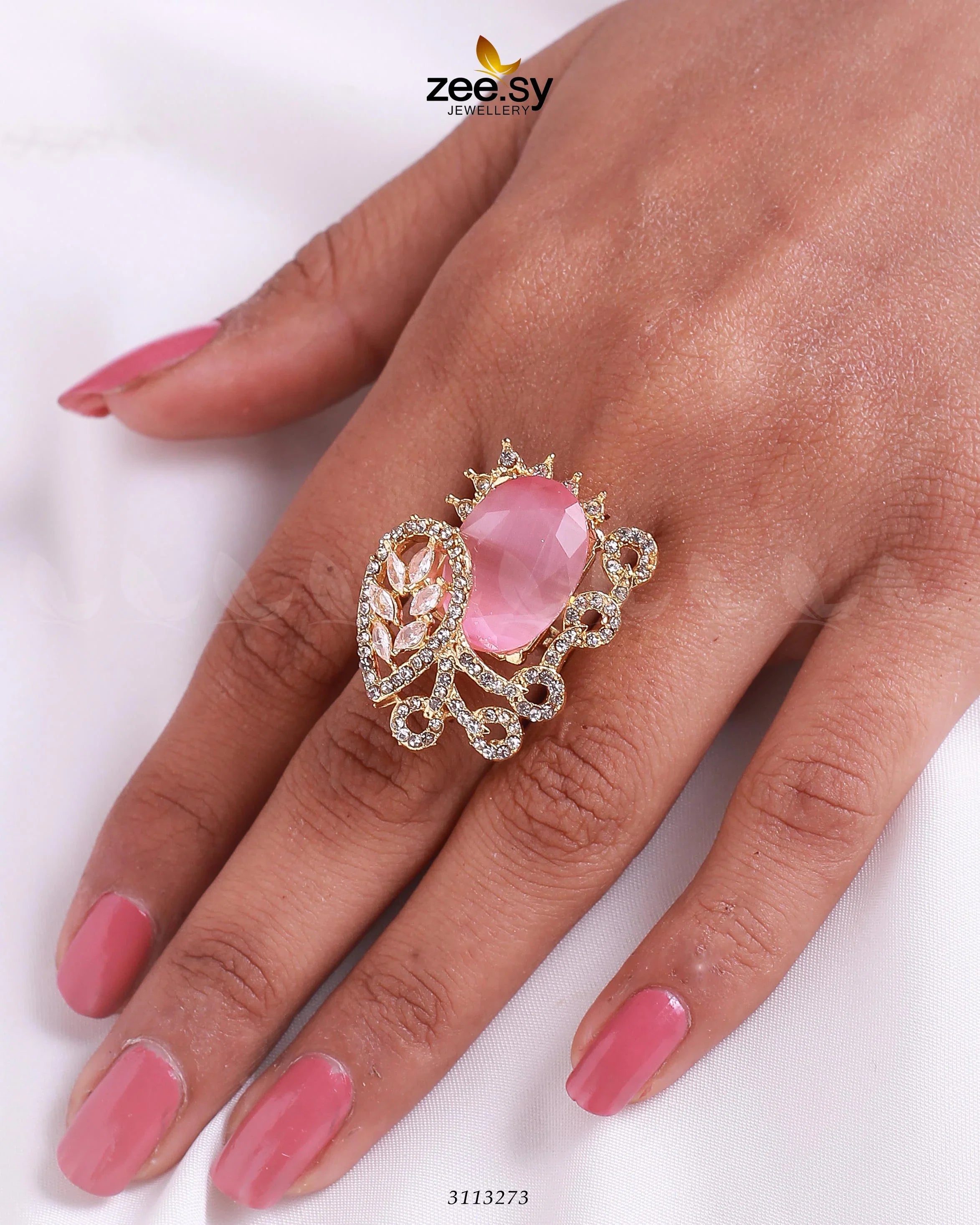 Croton Ring Golden Mint Pink - Zeesy Jewellery