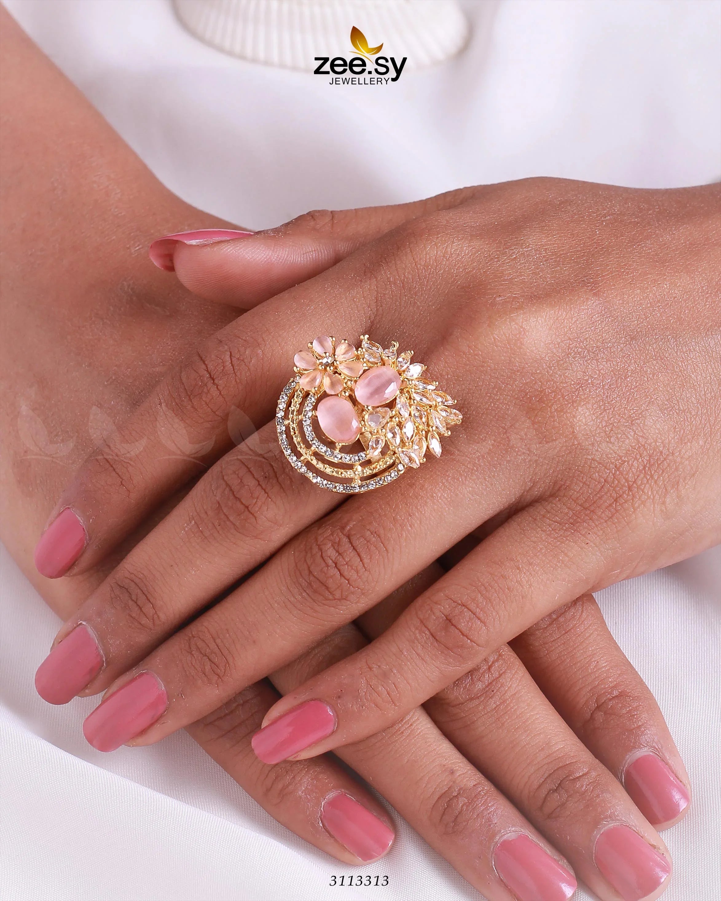 Zoya's Ring Golden Mint Pink - Zeesy Jewellery