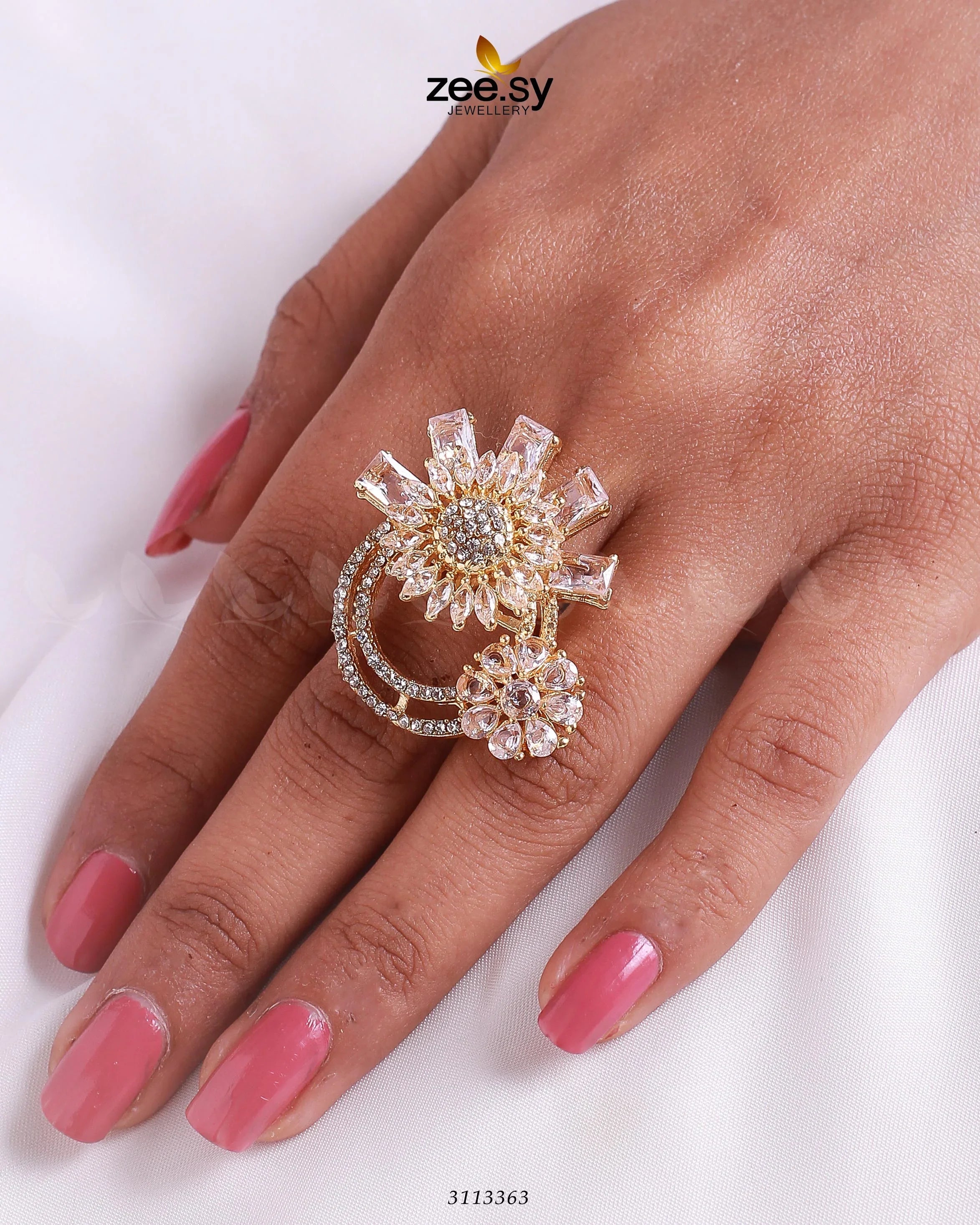 Aima Baig Ring Golden White - Zeesy Jewellery