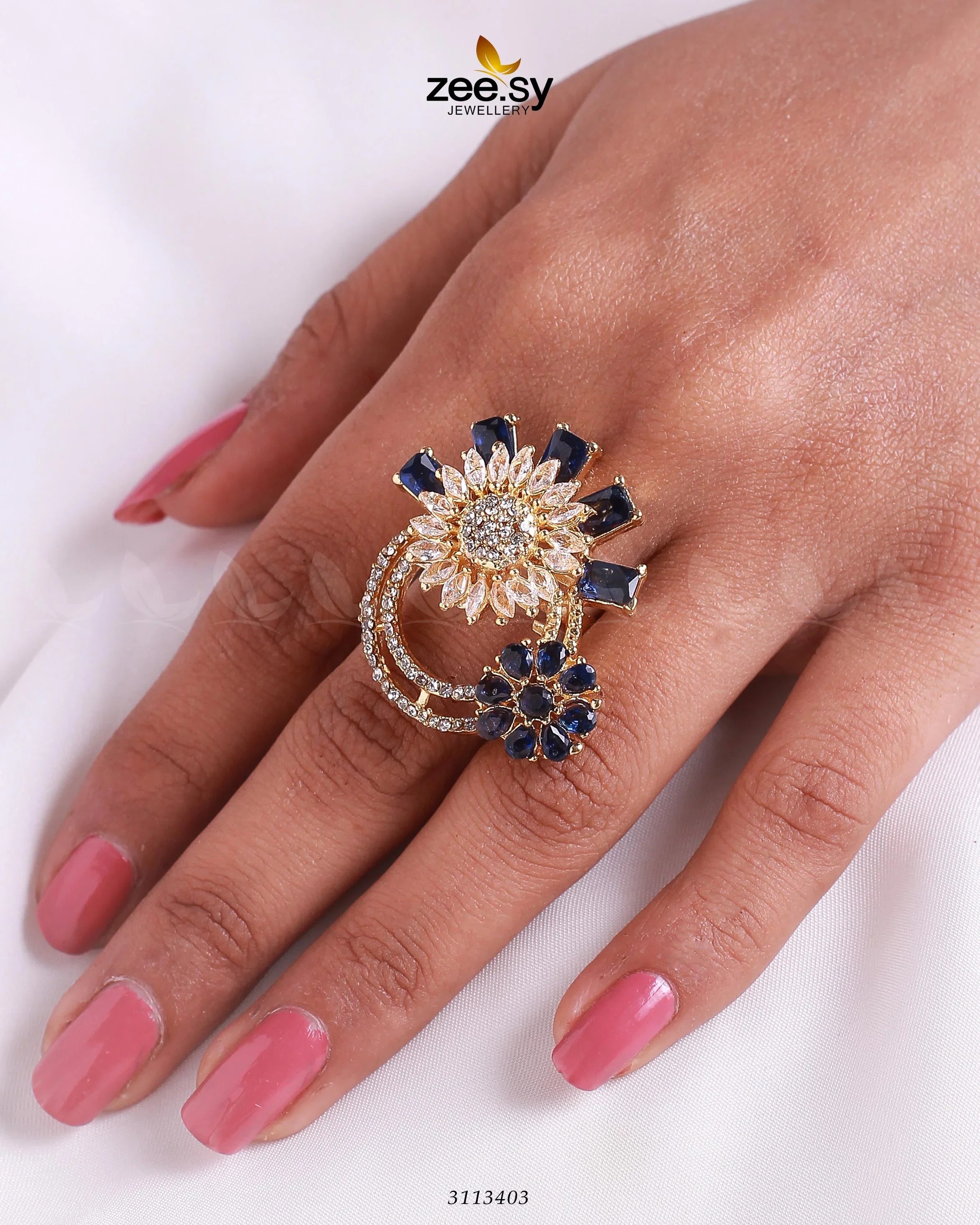 Aima Baig Ring Golden Blue - Zeesy Jewellery