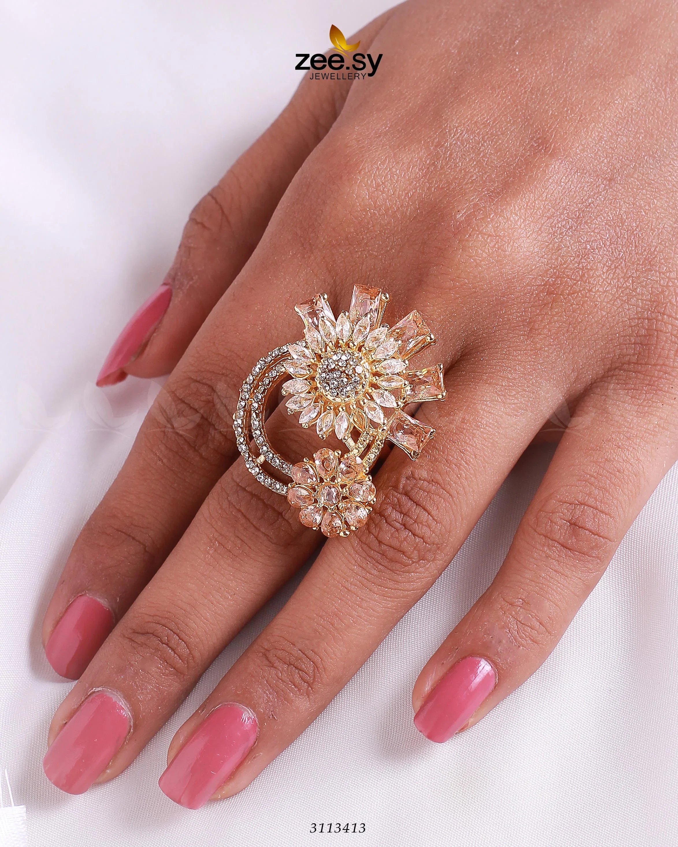 Aima Baig Ring Golden Champagne - Zeesy Jewellery