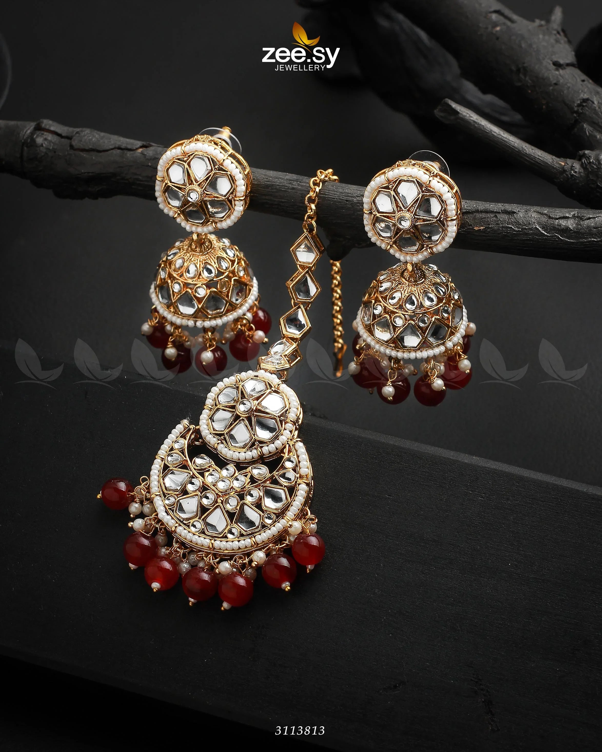 Anam Earrings Red - Zeesy Jewellery