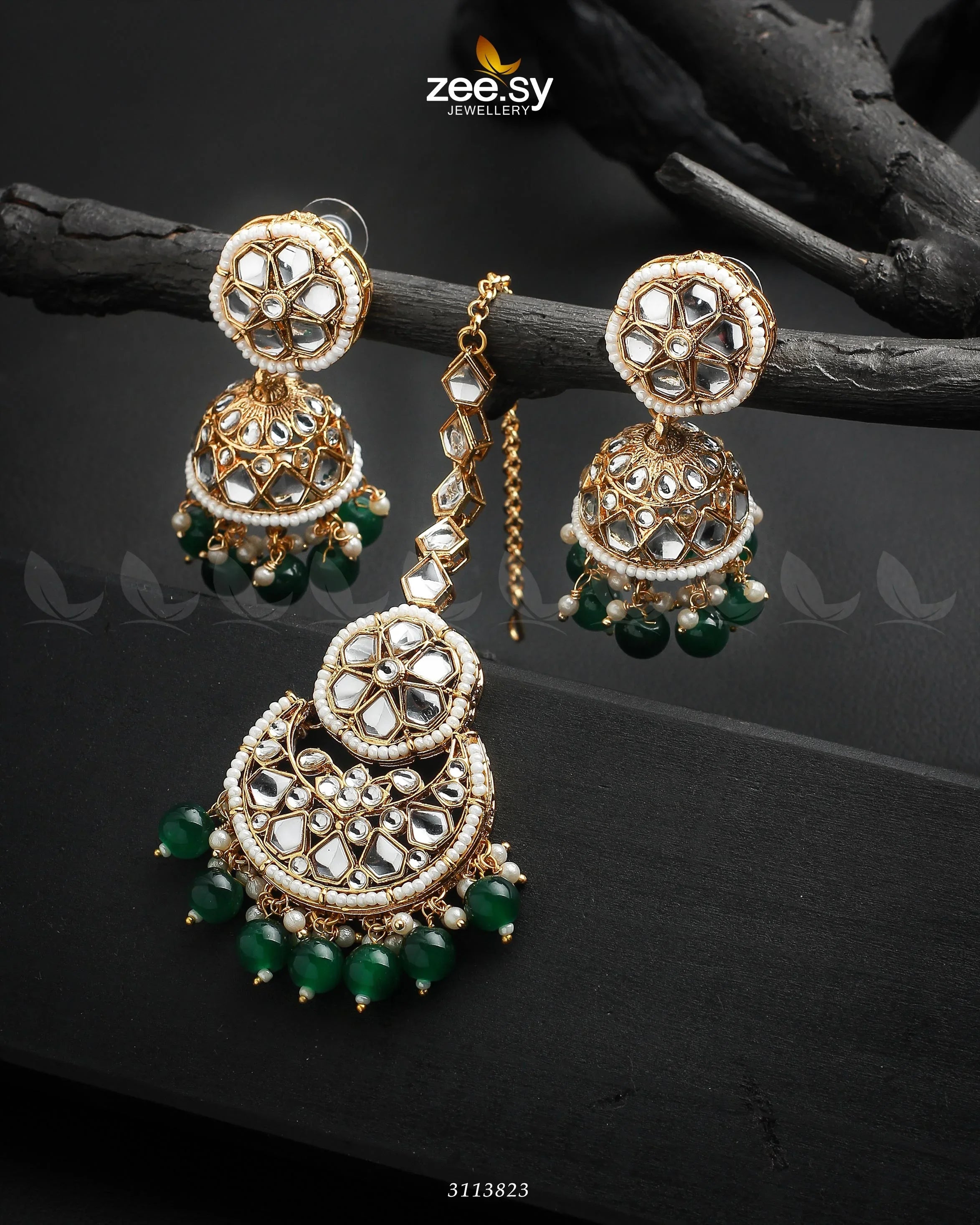 Anam Earrings Green - Zeesy Jewellery
