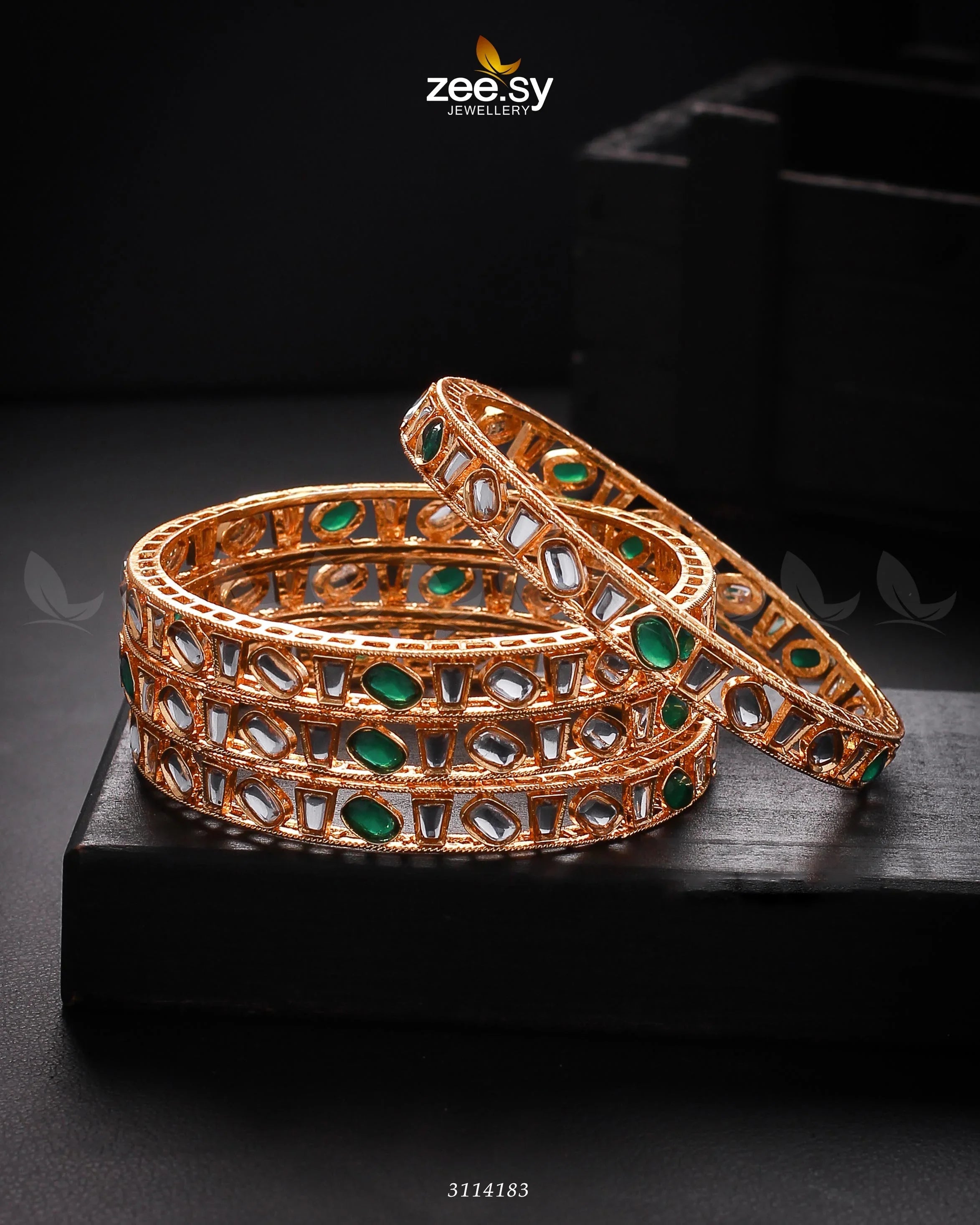 Rihanna Bangles Green 2*6 - Zeesy Jewellery