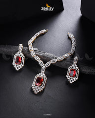 Sharmeen Necklace Set Golden Teal Red - Zeesy Jewellery