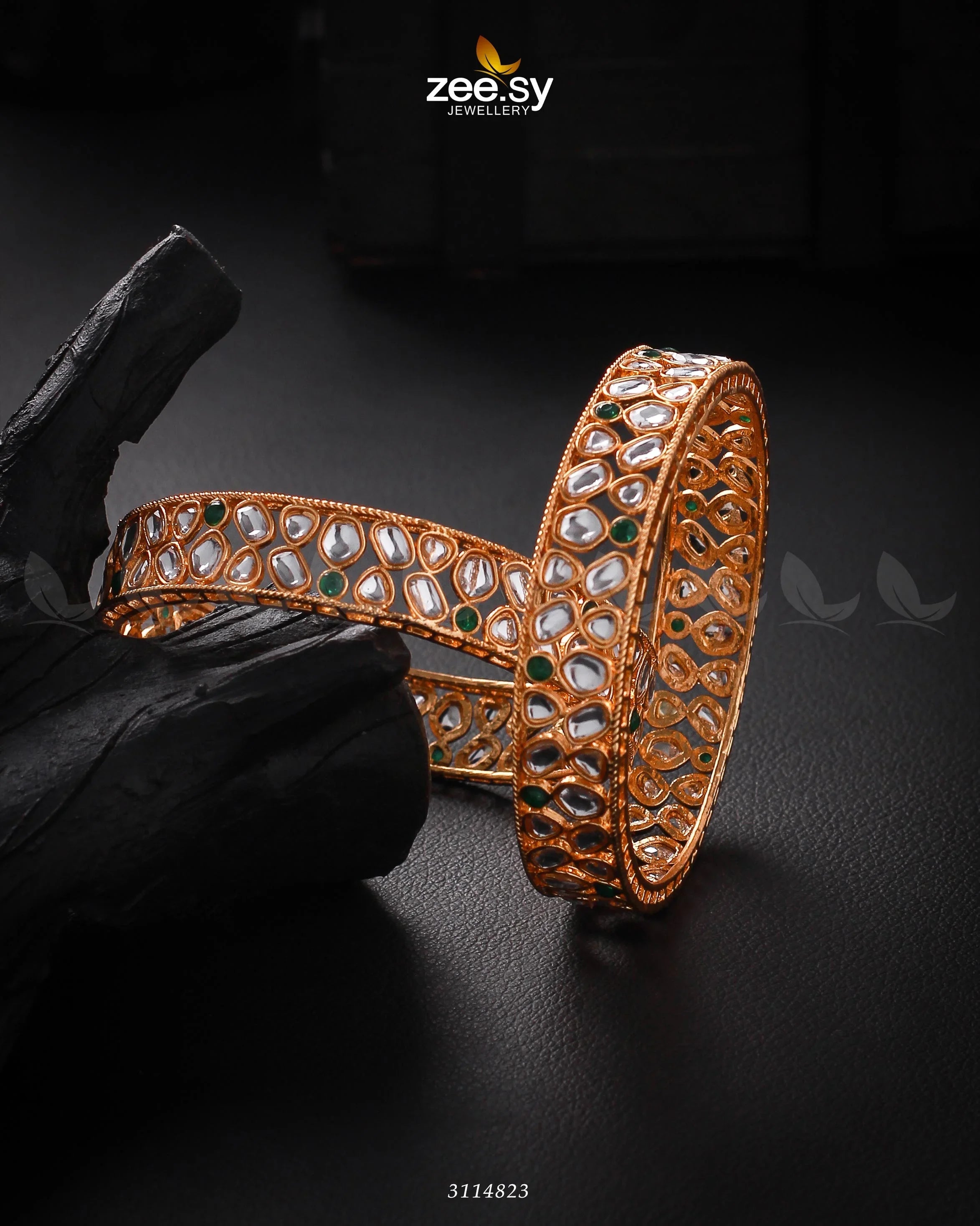 Saffron Bangles Green 2*4 - Zeesy Jewellery