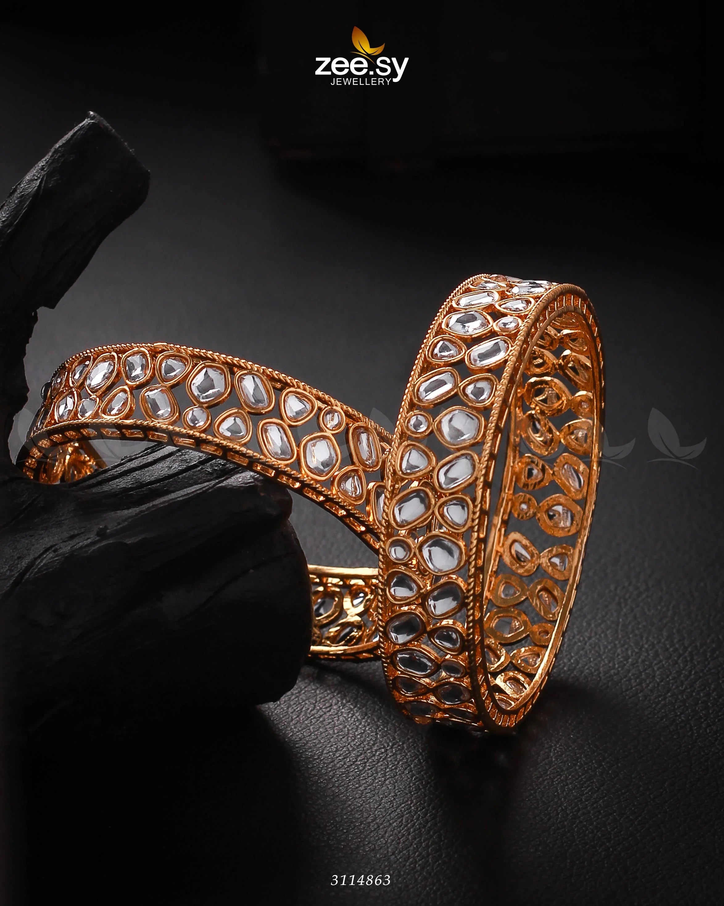 Saffron Bangles White 2*4 - Zeesy Jewellery