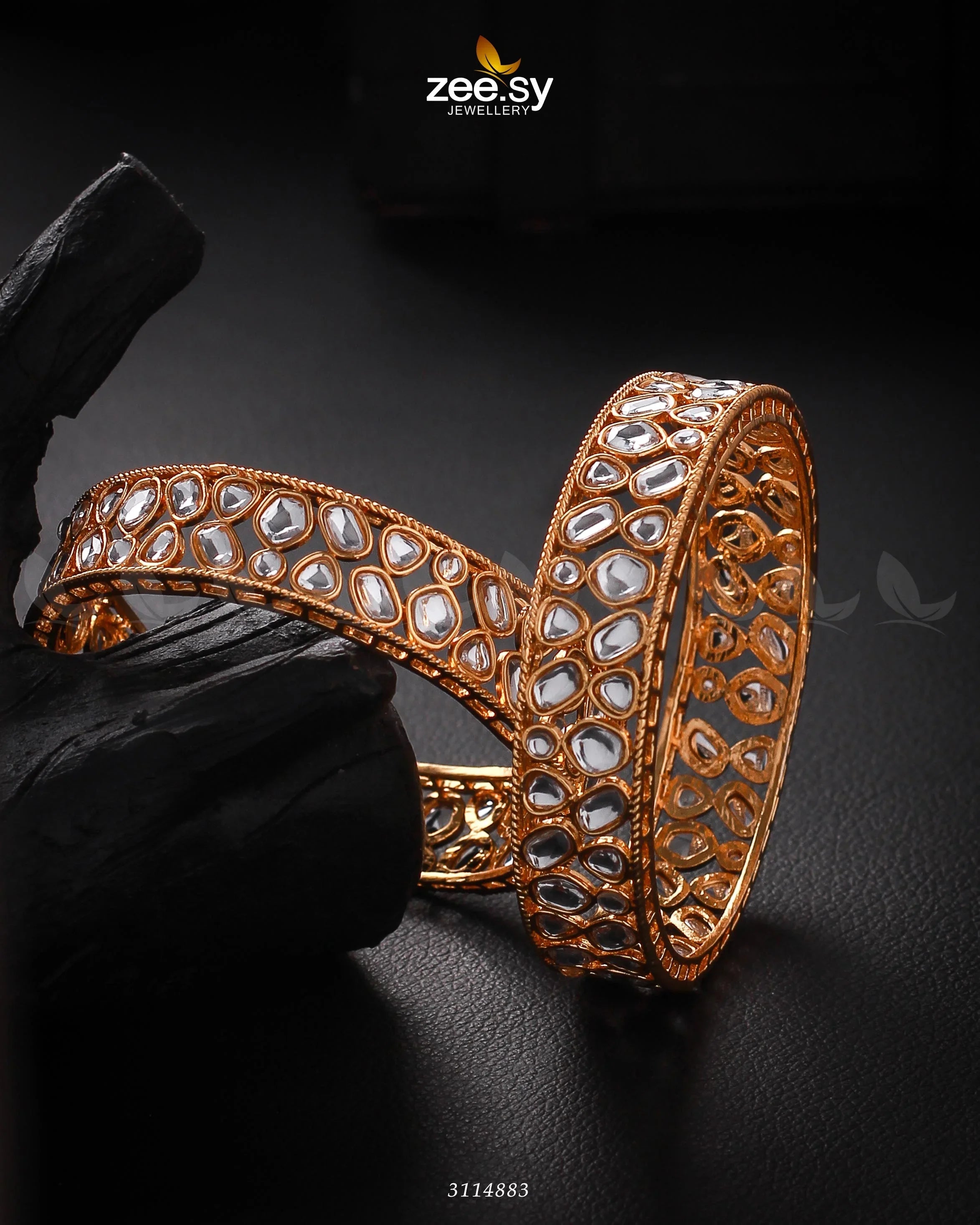 Saffron Bangles White 2*8 - Zeesy Jewellery
