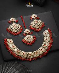 Maniha Necklace Set Golden Red - Zeesy Jewellery