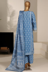 Bin Saeed Stitched 3 Piece Emb Festive Lawn Suit-OS-3124-FEROZI
