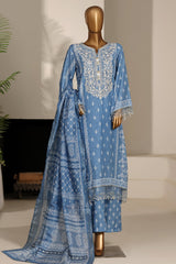 Bin Saeed Stitched 3 Piece Emb Festive Lawn Suit-OS-3124-FEROZI
