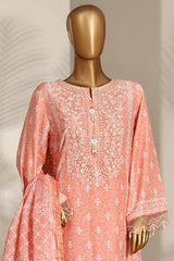 Bin Saeed Stitched 3 Piece Emb Festive Lawn Suit-OS-3125-PEACH