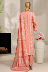 Bin Saeed Stitched 3 Piece Emb Festive Lawn Suit-OS-3125-PEACH