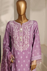 Bin Saeed Stitched 3 Piece Emb Festive Lawn Suit-OS-3126-PURPLE