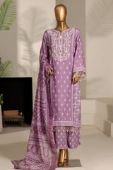 Bin Saeed Stitched 3 Piece Emb Festive Lawn Suit-OS-3126-PURPLE