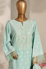 Bin Saeed Stitched 3 Piece Emb Festive Lawn Suit-OS-3127-GREEN