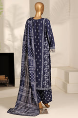 Bin Saeed Stitched 3 Piece Emb Festive Lawn Suit-OS-3128-BLUE