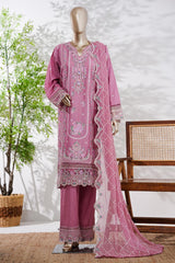 Bin Saeed Stitched 3 Piece Luxury Emb Lawn Vol-13 Suit-D-3129-PINK