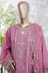Bin Saeed Stitched 3 Piece Luxury Emb Lawn Vol-13 Suit-D-3129-PINK