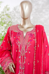 Bin Saeed Stitched 3 Piece Luxury Emb Lawn Vol-13 Suit-D-3131-ORANGE